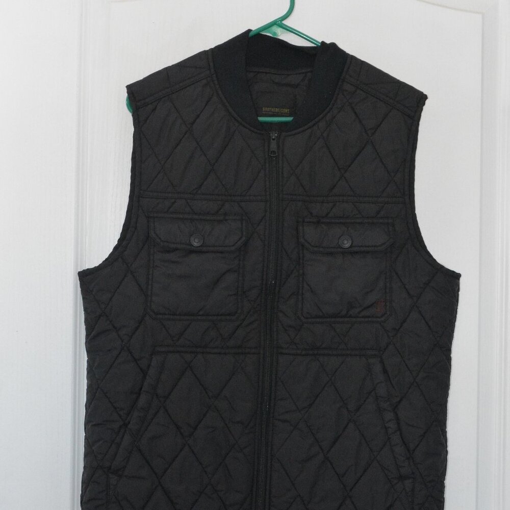 Brothers and Sons Men's Quilted Varsity Vest size Medium Black